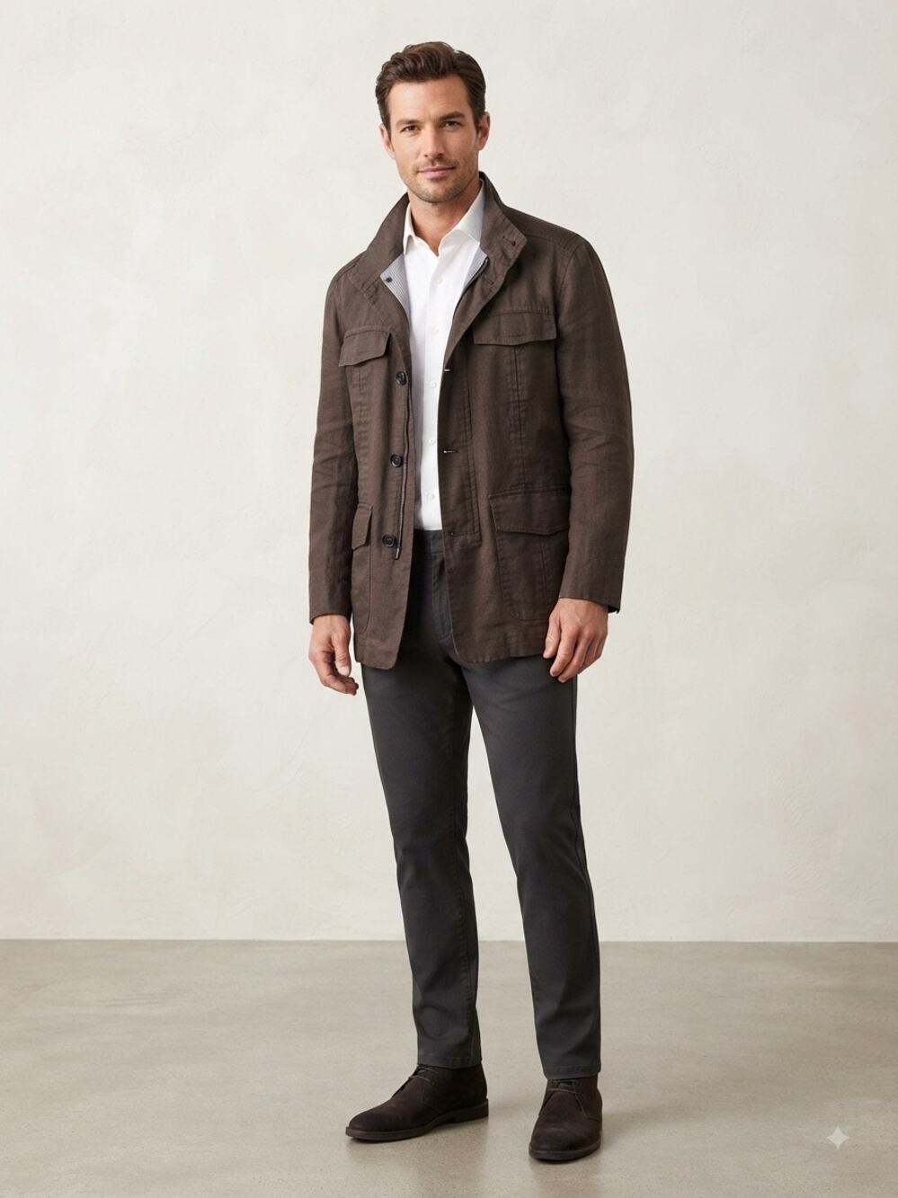 Hugo boss linen waxed utility military jacket 40R